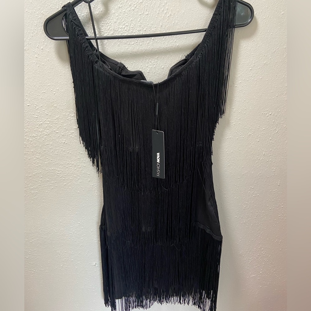 Black Fringe Mini Dress - Picture 2 of 3